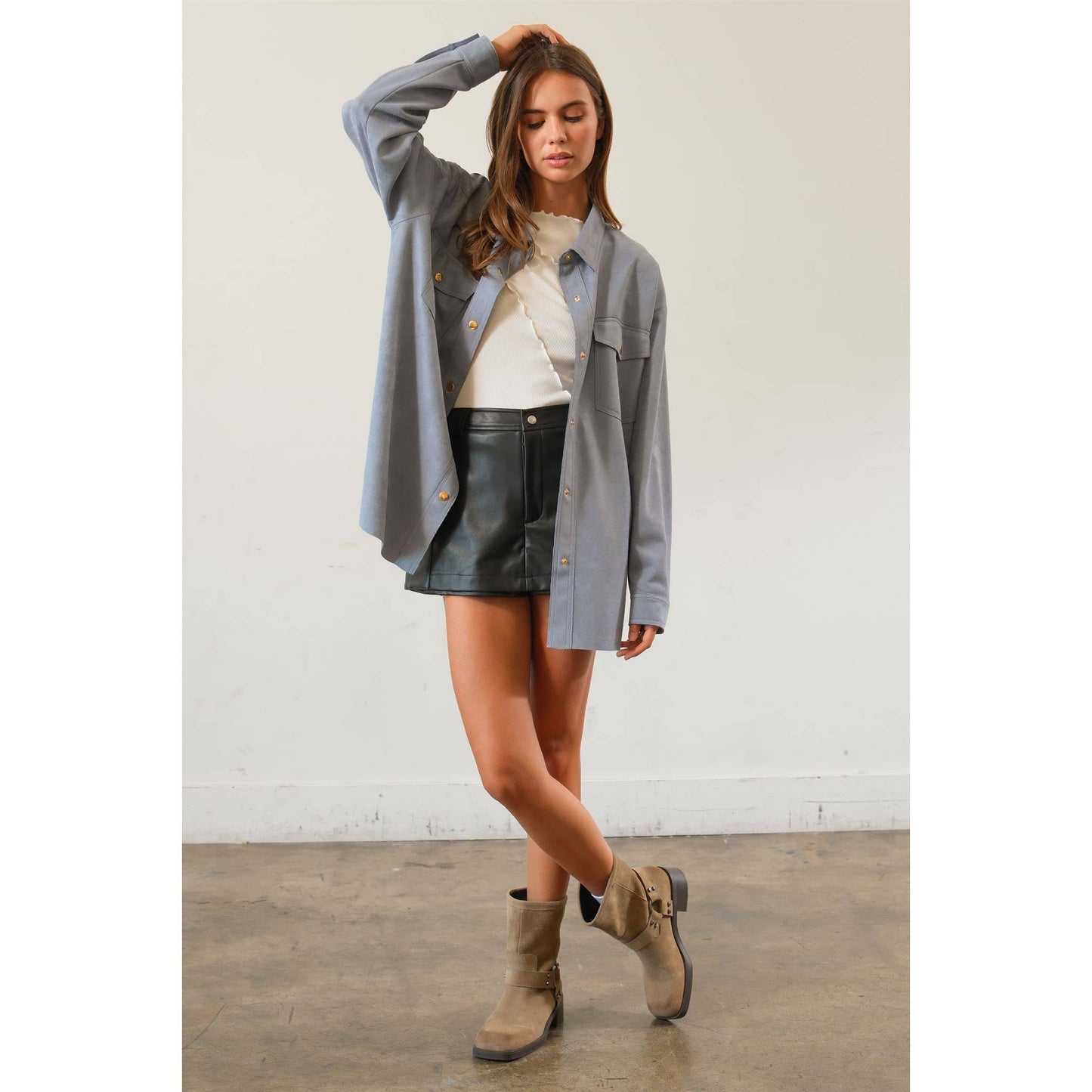 Must-Have Microsuede Shirt With Pocket