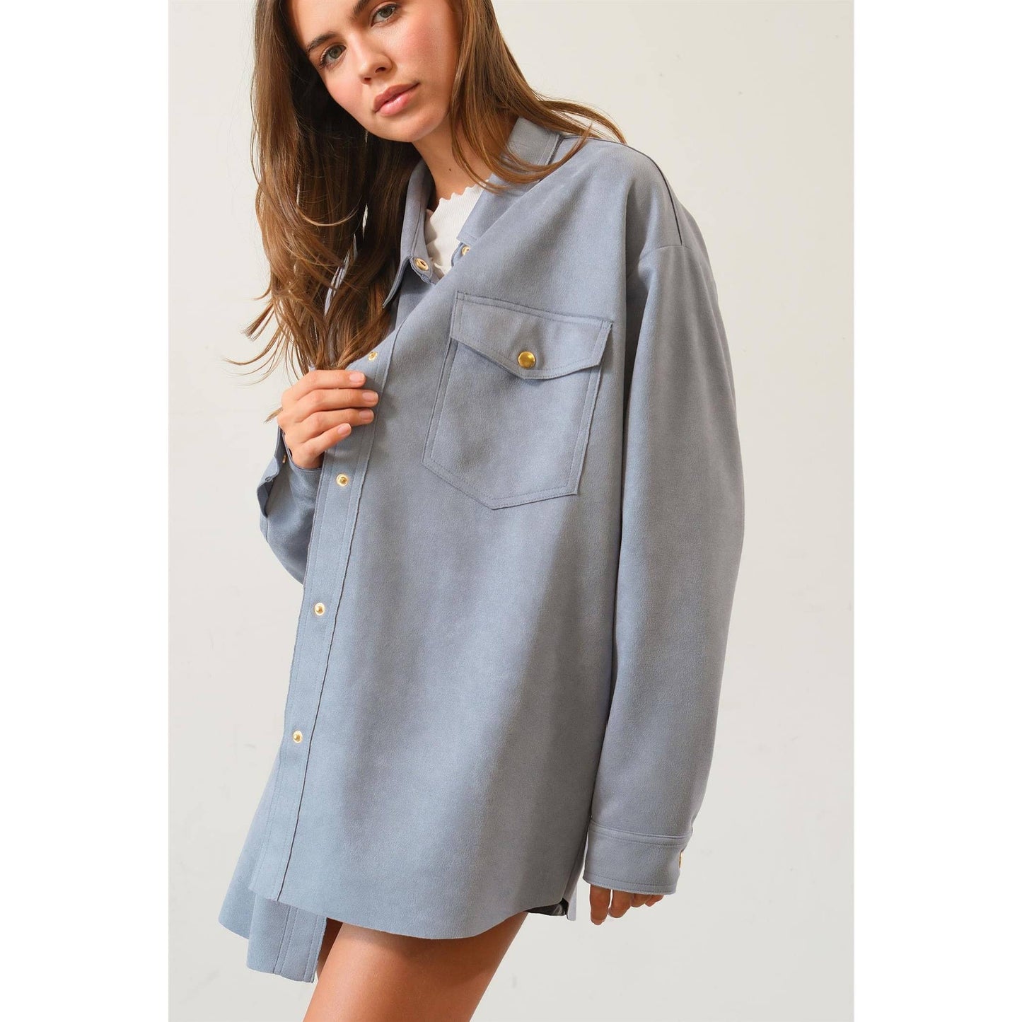 Must-Have Microsuede Shirt With Pocket