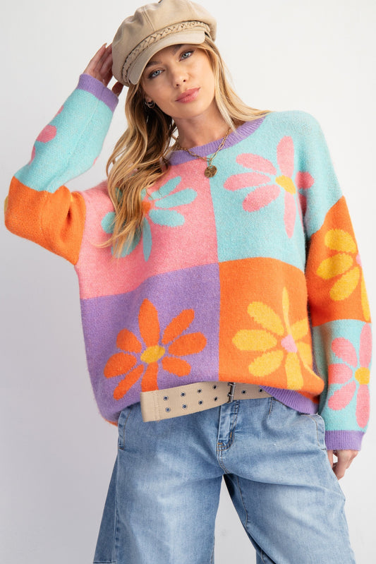 Flower Power Colour Block Sweater