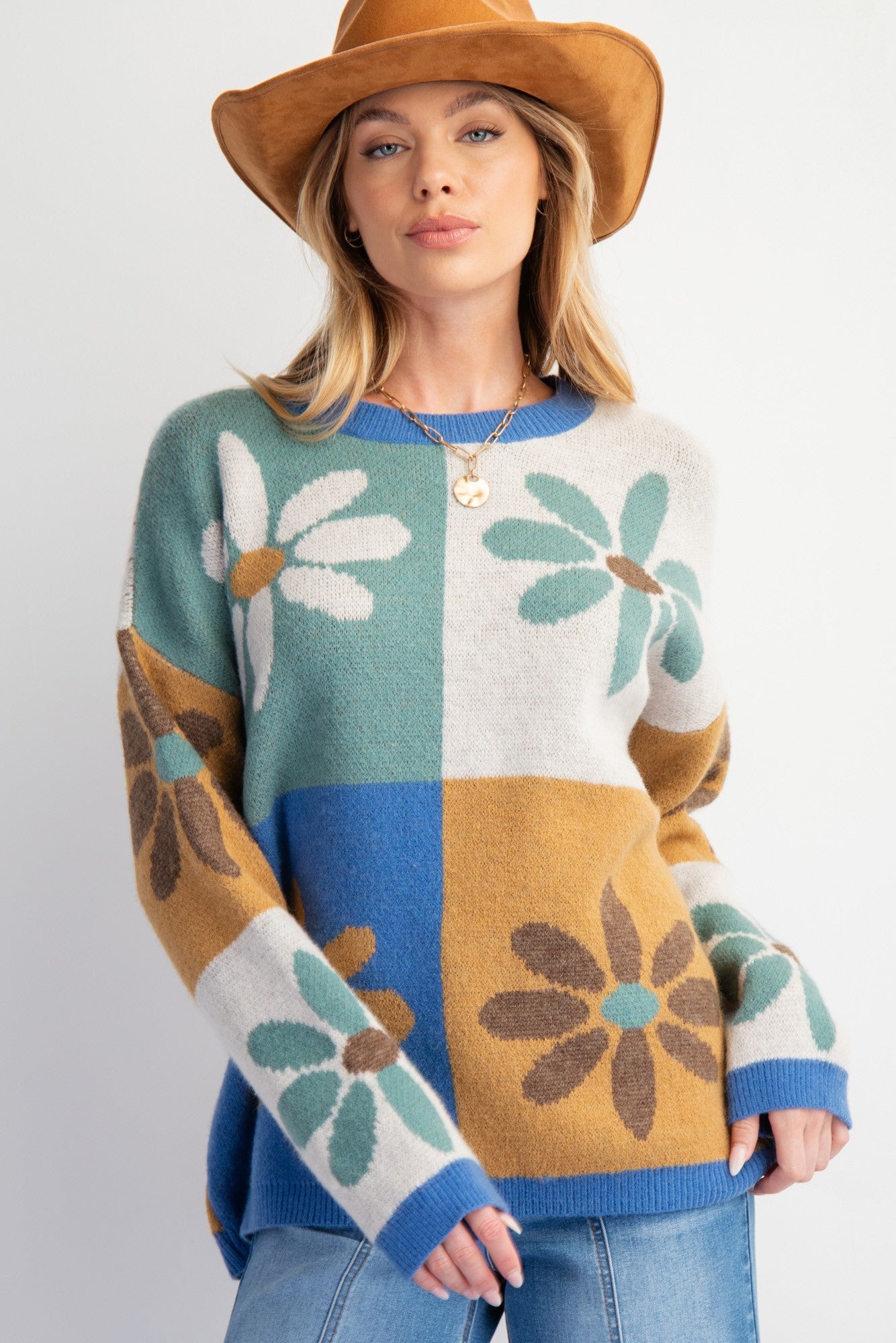 Flower Power Colour Block Sweater