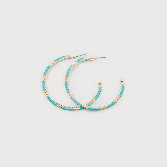 Turquoise Beaded Hoops