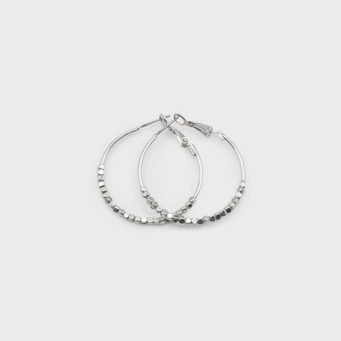 Metal Bead Hoop Earrings