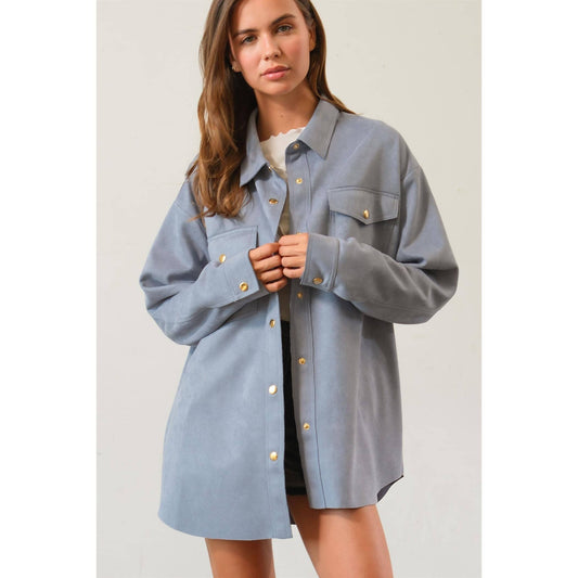 Must-Have Microsuede Shirt With Pocket
