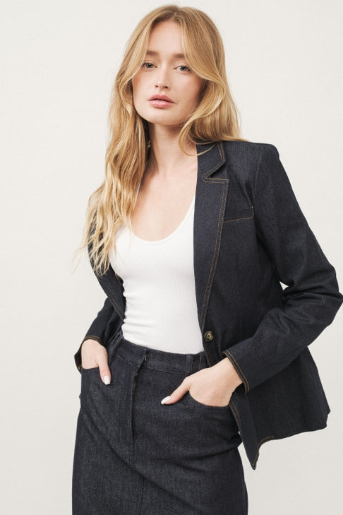 Stretched Dark Denim Blazer