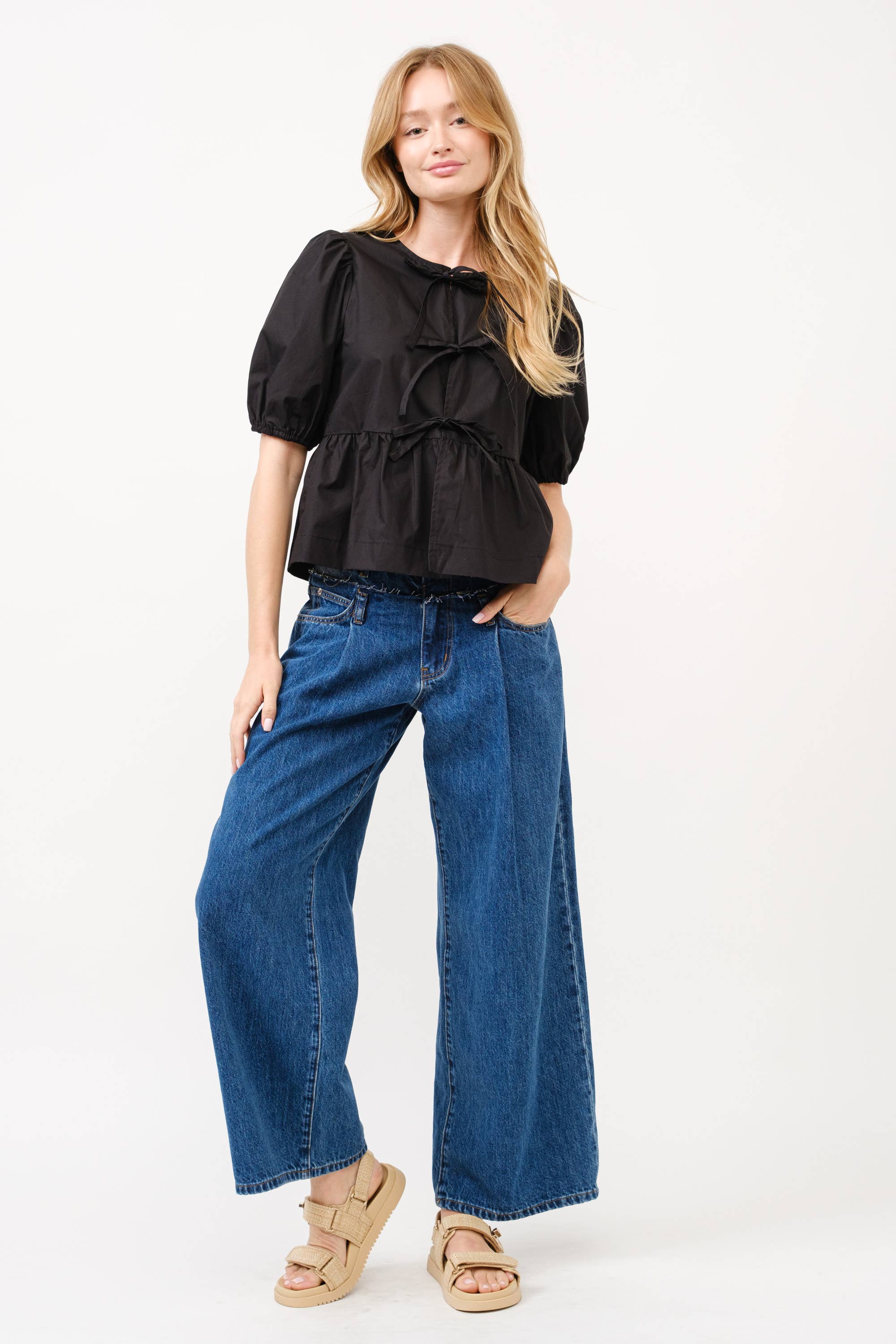 Poppy Front Bow Tie Blouse – MLOS My Little Online Shop