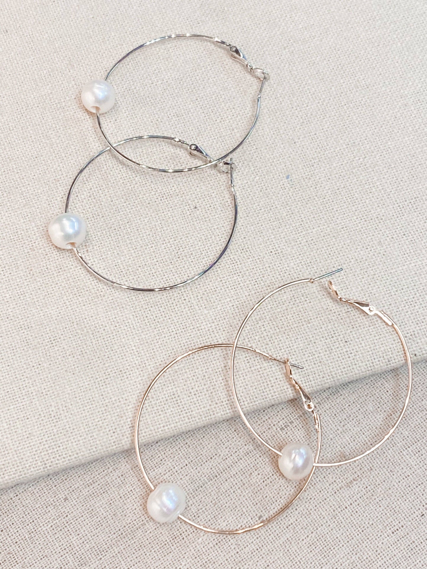 Freshwater Pearl 2" Hoop Earrings