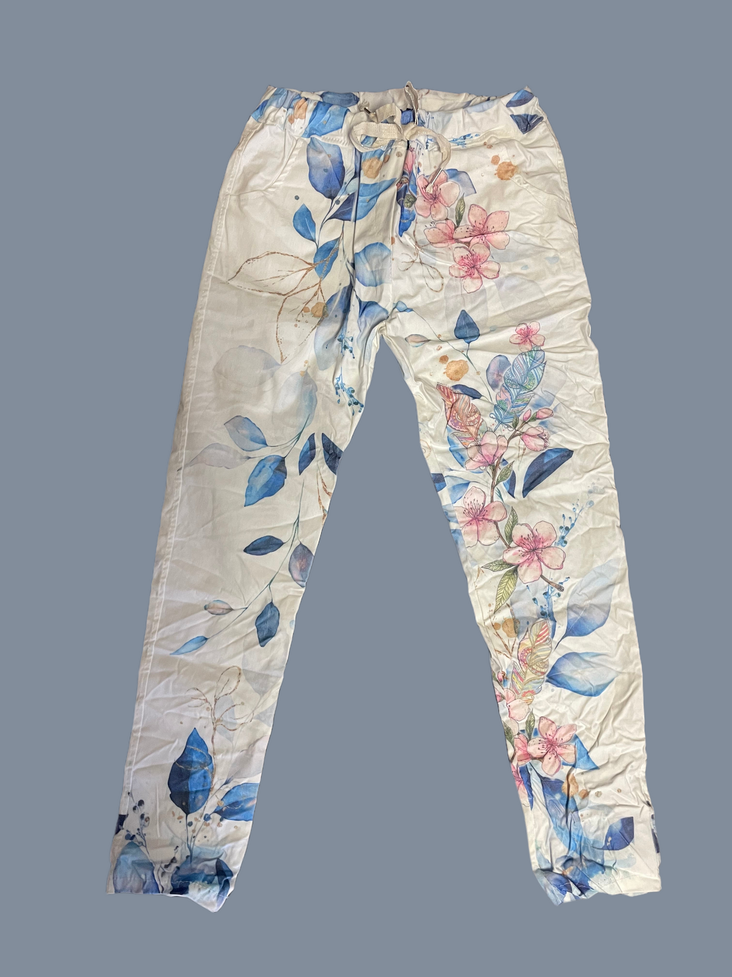 Magic Pants/Crinkle Joggers - Floral with blue hues