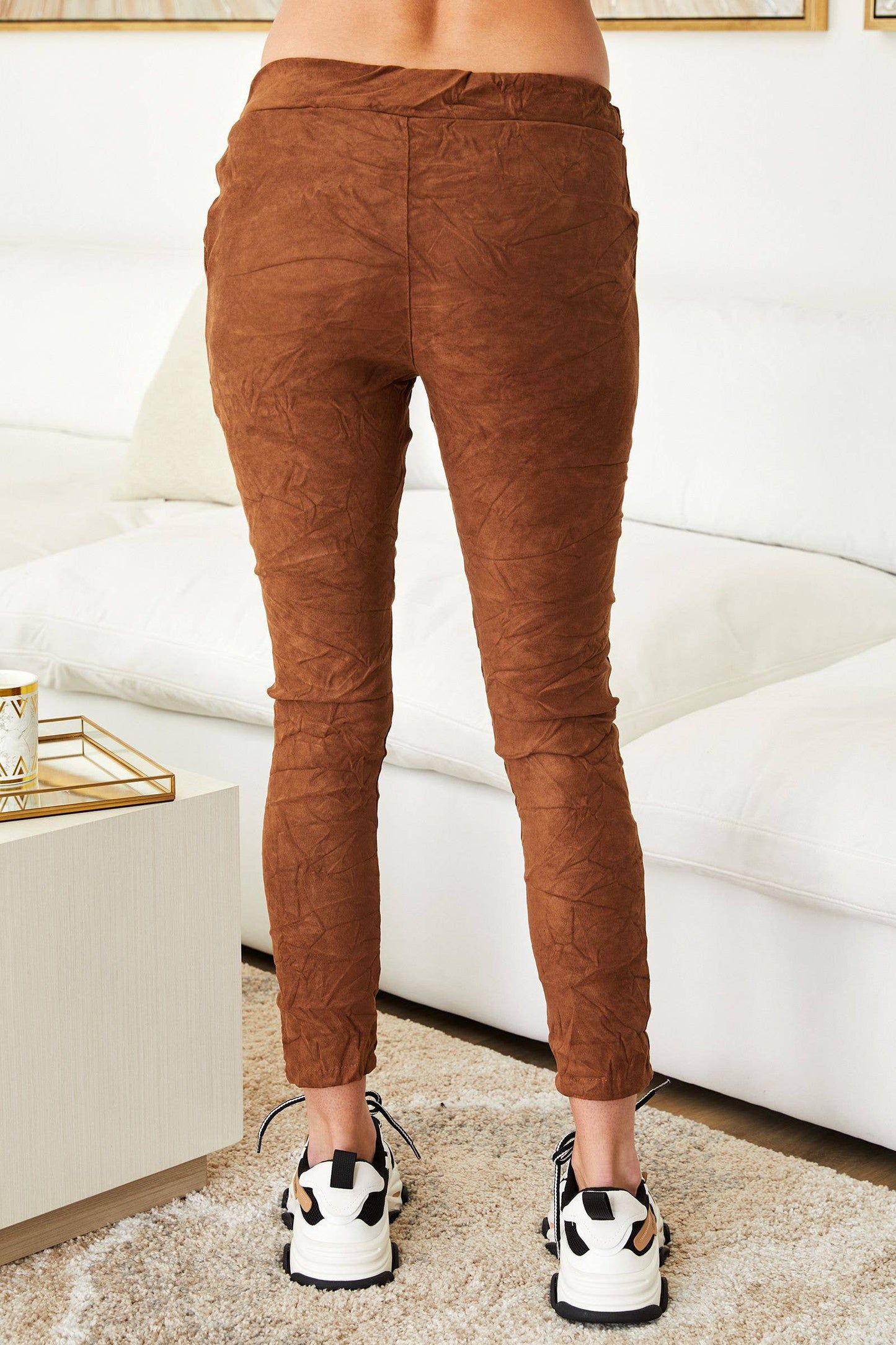 Magic Pants/Crinkle Jogger - Suede Chocolate Brown