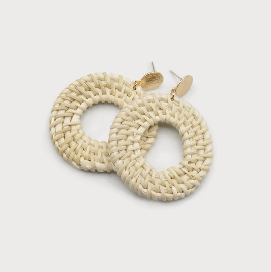 Boho Rattan Hoop Earrings