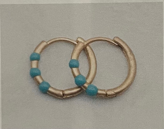 Mini Hoops Turquoise Beaded