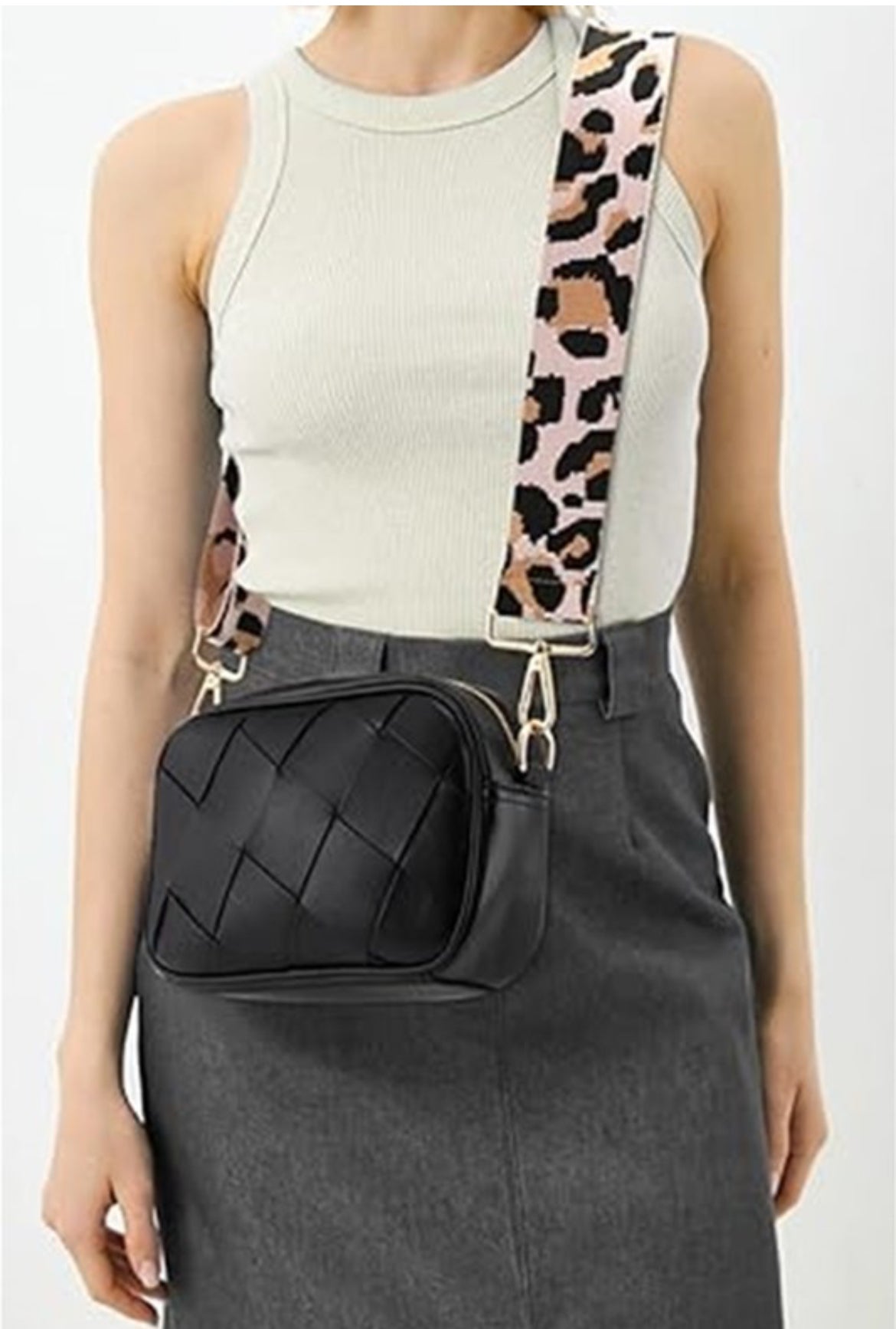 Leopard Strap Crossbody Purse