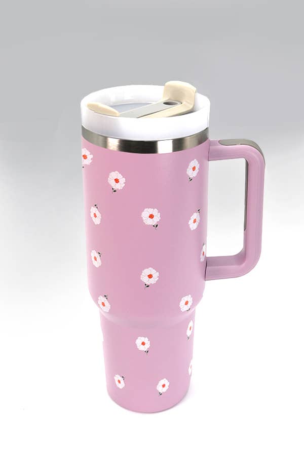 Stainless Steel Floral Tumbler