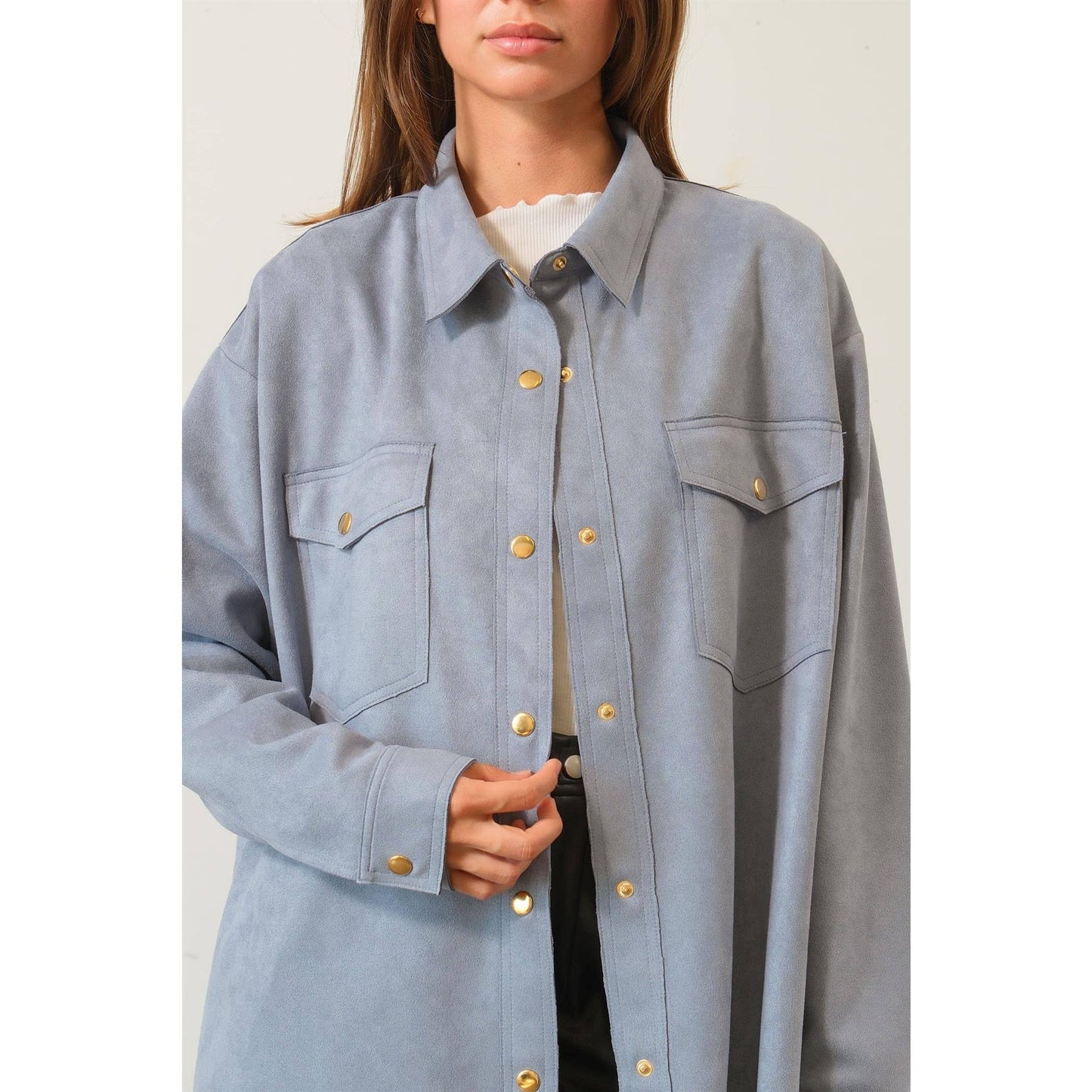 Must-Have Microsuede Shirt With Pocket