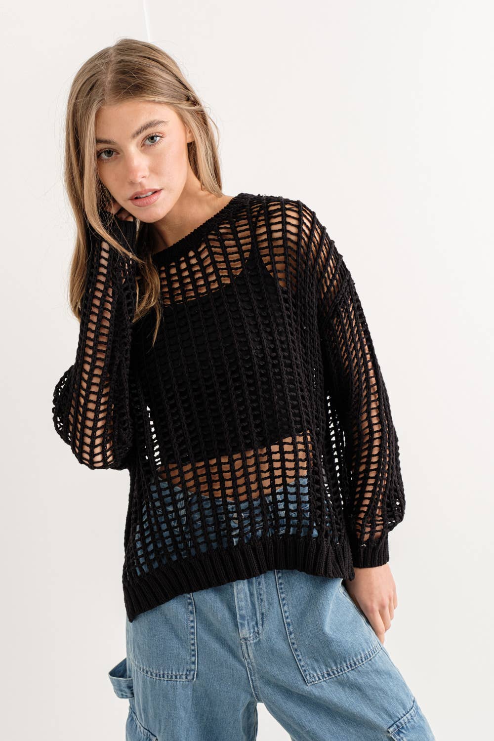 Reyna Fishnet Long Sleeve Sweater