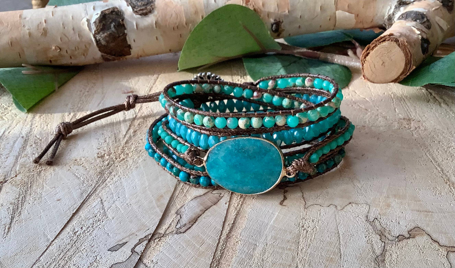 Gemstone & Beaded Wrap Bracelet