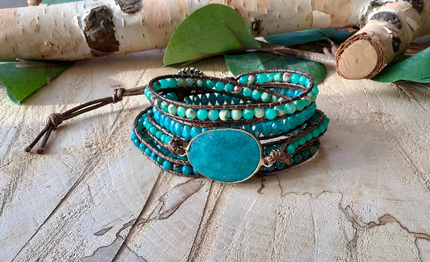 Gemstone & Beaded Wrap Bracelet